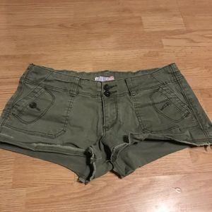 Army green short shorts